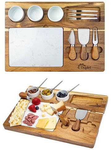 Milton 11-Piece Acacia Wood Cheese Se - 15.75" W x 1.875" H x 11" D